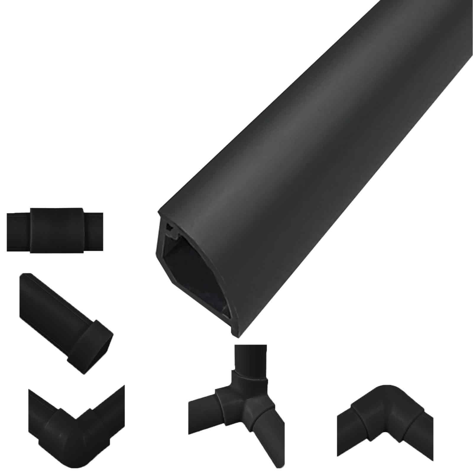 Kabelschutz Aussenbereich PVC, Eckkabelabdeckung, Selbstklebender Schlauchbrücke, Flexible Kabelbrücke zum Ordnen und Schützen von Kabeln, für Zuhause und Büro(Black,1.7cm/0.7in)