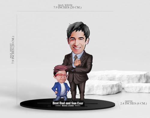 Image of THE GRANDEUR Personalized Father's Day Gift Caricature - for Dad, Papa, Dadaji | Unique Gift for Daddy, Grandpa, Husband from Son Daughter (Design 7)