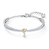 SWAROVSKI-Womens-Lifelong-Heart-Crystal-Jewelry-Collection-Rose-Gold-Tone-Rhodium-Finish Swarovski Lifelong Heart Bangle Bracelet, Women's White Crystal Heart Design Bracelet with Mixed Rose-Gold Tone and Rhodium Plating