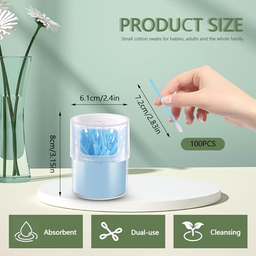 100Pcs Disposable Ear Pick, Plastic Ear Wax Remover Tool, Dual Purpose Ear Cleaning Spoon Kit, Portable Ear Scoop Picker Suitable for Home Office Living Room (Blue) - Thumbnail 2