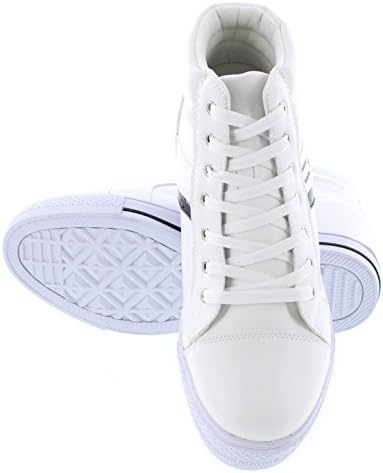 Calden Men's Invisible Height Increasing Elevator Shoes - White Leather Cap-Toe Lace-up High-top Sneakers - 3 Inches Taller - K107222 - Size 9 D(M) US | Image 3