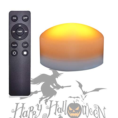 Image of CANDLE CHOICE Halloween LED Pumpkin Lights with Remote Timers Battery Operated Jack-O-Lantern Lights Bright Flickering Flameless Electric Candles for Halloween Decor Holiday Decorations 2 Pack White