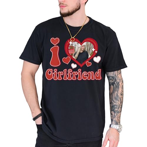 Personalized I Love My Boyfriend Shirt with Photo & Name, Custom I Heart My Boyfriend Shirt, Valentine Gift