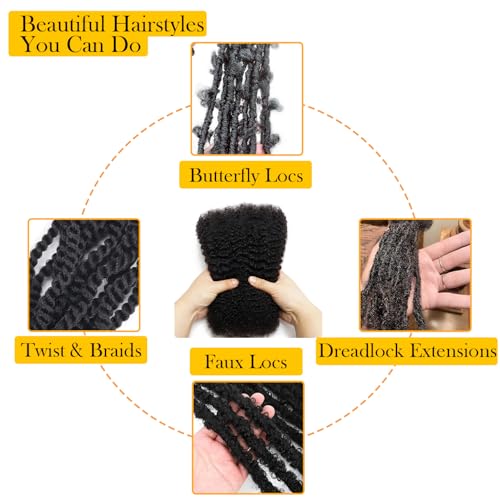 Afro Kinkys Bulk Human Hair 12Inch 60g/pack 100% Natural Black Human Hair For Making Micro Locs, Twists, Braids, Dreadlocks Extensions, Locs Repair, Crochet Braiding Hair - Image 5