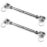 HEALLILY 2pcs Stainless Steel Turnbuckles Wire Rope Tensioner for Industrial Use Heavy Duty Screw Tensioner Locking Nuts Resistant Polished Finish
