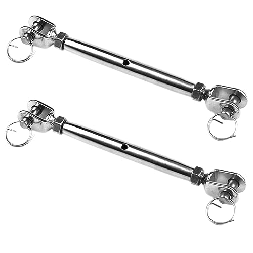 HEALLILY 2pcs Stainless Steel Turnbuckles Wire Rope Tensioner for Industrial Use Heavy Duty Screw Tensioner Locking Nuts Resistant Polished Finish