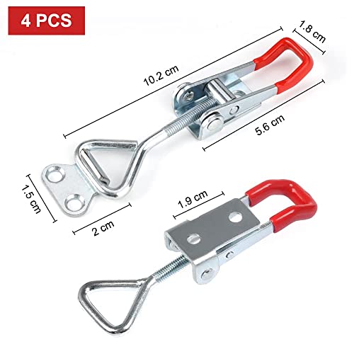 4 stück Spannverschluss Edelstahl, Hebel Verschluss, Kistenverschluß, Kistenverschluss Spannverschluss Eckbefestigung, Toggle Latch, Verstellbar Metall Hebel Verschluss, für Kisten Schrank Schublade