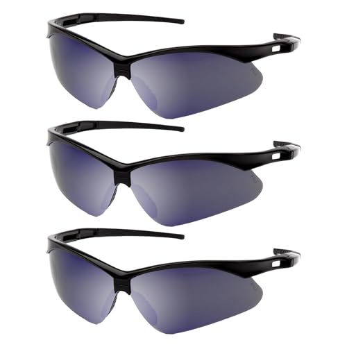 RUGGED BLUE - Mojave stylish Safety Glasses Glasses For Men | High Impact Protection | shooting safety glasses for men | ANSI Z87.1 Certified | UV Protection | Lightweight Frame | Blue Lens | 3-Pack