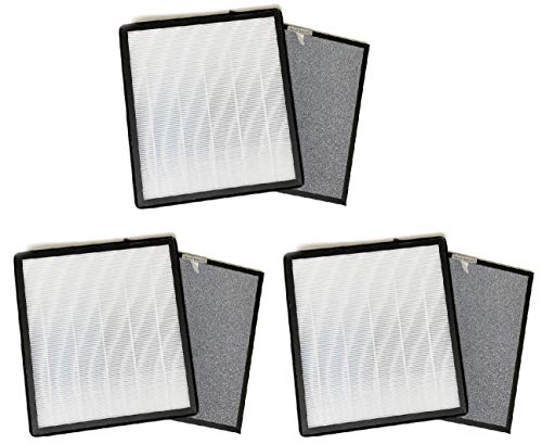 Nispira True HEPA Activated Carbon Filter Replacement Set Compatible with HSP001 Smart True HEPA Air Purifier 5-in-1, 3 Sets of 2 Filters