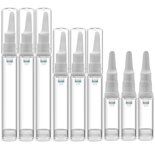 EOPER Airless Pump Empty Refillable Cosmetic Air Pump Jars Bottles Airless Lotion Cream Sample Containers Makeup Vials Accessories Leak-Proof DIY Travel White, as shown, 5ml+10ml+15ml, 0