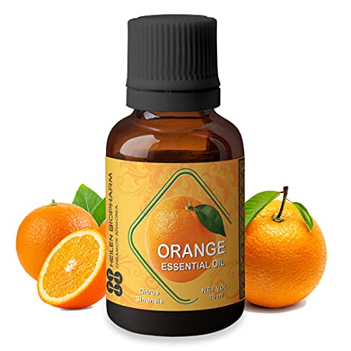 Image of Heilen Biopharm Orange Essential Oil -15 mL Bottle Pack of 1, Food Grade Edible For Radiant Skin, Soothing, Nourishing, Smoothening, Softening, Brightening, Inner Balance