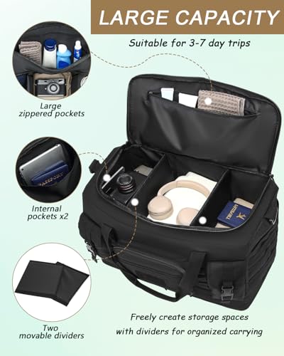 FRETHIND Bolsa deportiva de gimnasio con bolsa de aseo para hombres y mujeres, 50 L, bolsa de viaje para fitness, fin de semana, camping - imagen 4