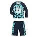 JELEUON Boys 3 Pcs Rash Guard Swimsuits Swim Shirts Quick Dry Swim Trunks and Swim Shirt Hat Bathing Suits Green