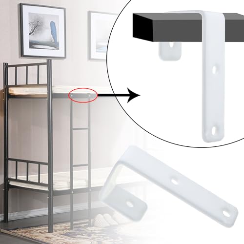LT Easiyl 2 Stück Bettleiterhaken J-Haken mit PVC-Beschichtung Robuste Metallhaken für Etagenbetten Hochbetten und Leitern Weiss