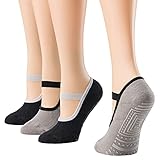 Yoga Socks with Grips Sticky Nonskid Pilates Socks - Womens Fitness Socks with Straps