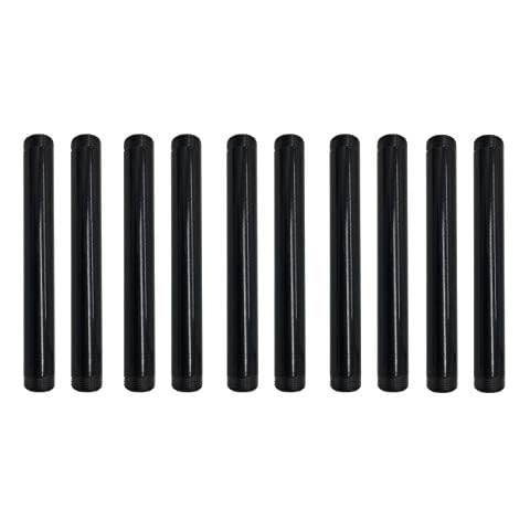 1/2 Inch Mallealbe Cast Iron Pipe, Pre Cut, Industrial Steel Black Fits Standard One Half Inch Black Threaded Pipes Nipples and Fittings, Build Vintage DIY Furniture, 10 Pack (8 Inch Length) Cover