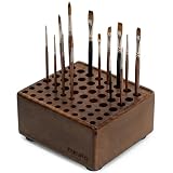 DUGATO Wooden Brush Holder, 59 Hole Desk Organizer with Rest Groove