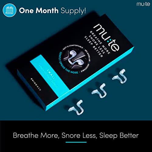 Rhinomed Mute Nasal Dilator for Snore Reduction - Anti-Snoring Aid Solution - Improve Airflow - Comfortable Nose Vents, Breathing Aids for Better Sleep - (Size Small, 3-Pk)