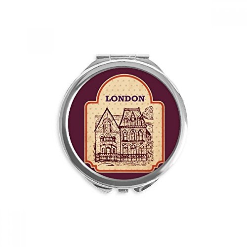 Miroir rond maquillage de poche de 2,6 pouces à la main motif croquis construction