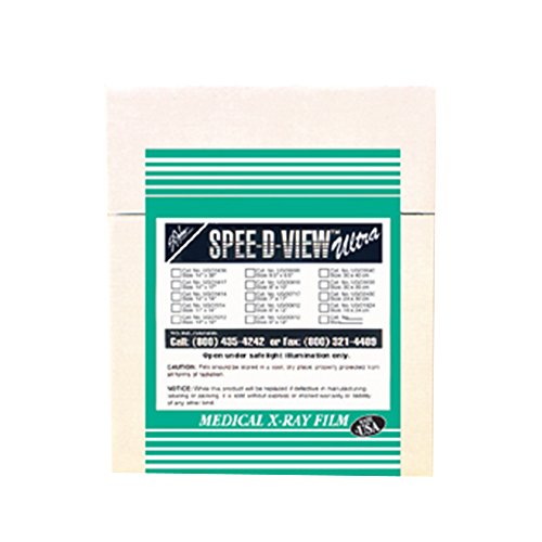 U2B0810 X-Ray Film, Ultra, Half Speed, 8" x 10", Blue Sensitive, Pack of 100