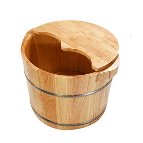 Baño de pies de madera sólida con cubierta