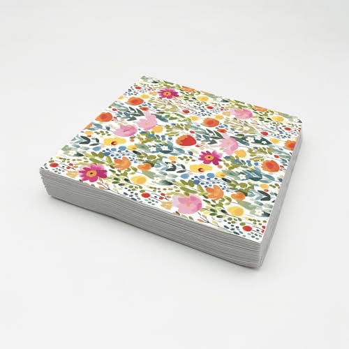 Braun & Company Servietten 33x33 cm 20 Stück 3-lagig | Blumenmotiv Wiesenmotiv Wildblumen | romantische Sommerwiese, Blumenwiese & Servietten Blumen und Wiese (1211-26022)