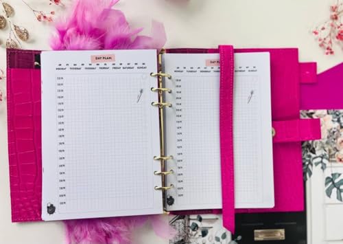 Agenda journalier en cuir rose de haute qualité format A5 - 5