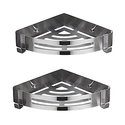 YANYUESHOP Shower Shelves Wall Mounted Shower Caddy Corner Shower Caddie Stainless Steel with Hook No Drilling Adhesive for