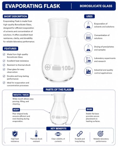 Image of ISKO 24 /29 Joint Recovery Flask Heavy Wall Single Neck Round Bottom Evaporating Flask (100ml)