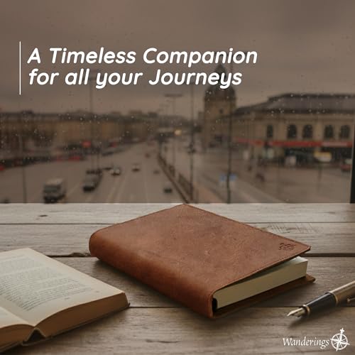 Wanderings A5 Lederordner-Planer – Rustisches Nachfüllbares 6-Ring-Journal – Handgefertigter Organizer Aus Echtem Leder – Kompatibel Mit Filofax, 100 Blätter, 200 Liniert Seiten – 6 x 8.5/22 x 15 cm