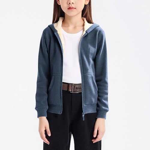 Girls Hoodies Thicken Fleece Lined Zip Up Sweatshirts Warm Fall Winter Jackets Cozy Tween Girl Clothes Trendy Hoodie2