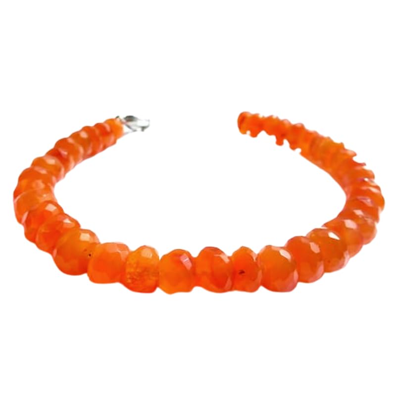 Pulsera de cornalina facetada de 8mm con plata para aliviar el estrés y equilibrar tu energía