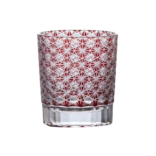 TOFUKUトレーディング 創作 切子 グラス 匠仕上げ Premium ガラス細工 僥倖 Mサイズ レッド φ80×H90mm 280cc TK-187