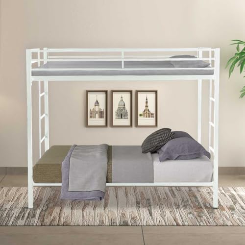 Image of Pilio Twin Over Twin Metal Bunk Bed | Bunk Bed Without Storage for Kids & Adult | Double Decker Bed for Kids Room | Space-Saving Twin Bunk Room| Bunker Bed Frame (Mattress Included)