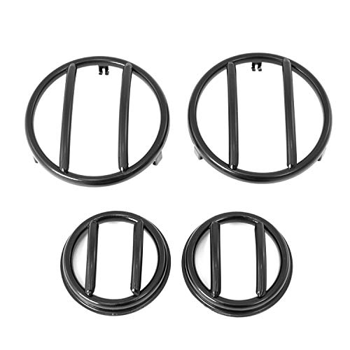 Rugged Ridge 11231.02 Black Steel Front Side Marker and Parking Light Euro Guard Set - 4 Piece Kit