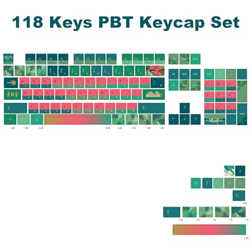 TIMSEKER Watermelon Theme Red and Green Japanese PBT Keycap, Dye Sub Custom MA Profile Keycaps for ANSI Layout Mechanical Gaming Keyboard, 118 Keys by TIMSEKER - Image 2