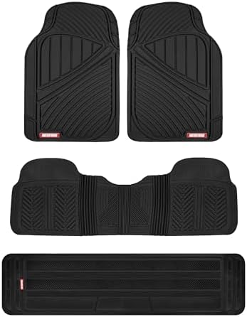Motor Trend MT-773-801-BK Black 3 Rows FlexTough Series Rubber Floor Mats & Liners for Car SUV Van-Heavy Duty Full Interior