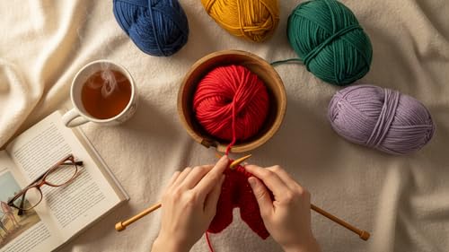 Image of Handcrafted Wooden Yarn Knitting Crochet Bowl Holder for Skien Yarn Balls Decorative Storage Organizer Crocheting Needlework Knitting Accessories Kit Supplies Sturdy Non Slip Gifts for Mother Her