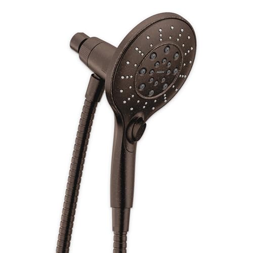 Moen Engage Oil Rubbed Bronze Magnetix Six-Function 5.5-Inch Wide Handheld Shower Head with Magnetic Docking System and Metal Hose, 3662EPORB