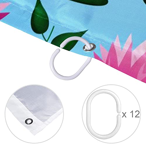 Rideau de douche imperméable avec crochets fleurs de lotus 183x183 cm