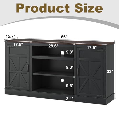 XVD-66-Farmhouse-Coffee-Bar-Cabinet-with-Charging-Station-Sideboard-Buffet-Cabinet-with-Large-Storage-Wood-Buffet-Storage-Cabinet-with-Adjustable-Shelves-for-Kitchen-Living-Room-Black XVD 66 Farmhouse Coffee Bar Cabinet with Charging Station Sideboard Buffet Cabinet with Large Storage Wood Buffet Storage Cabinet with Adjustable Shelves for Kitchen Living Room Black