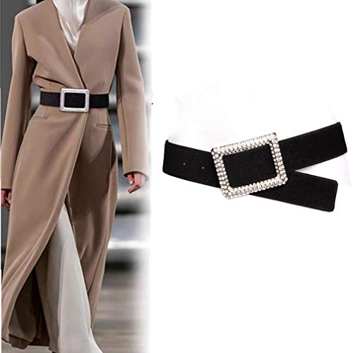 Fashion Faux Mohair Leather 2Inch Wide Waist Belts For Dresses Women Big Rhinestone Square Buckle Corset Cinch Waistband2