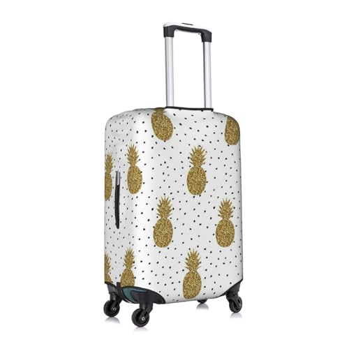 Gold Glitter Pineapples Fruit Print Suitcase Protector Dust-Proof Case Men Women Travel Fits 18-32 Inch Luggage3