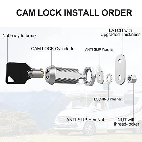 Image of 3 Pack RV Storage Locks, 1-1 /8 inch Cabinet Locks with Keys, RV Cam Locks for Storage Door File Cabinet Drawer Camper Toolbox, Zinc Alloy
