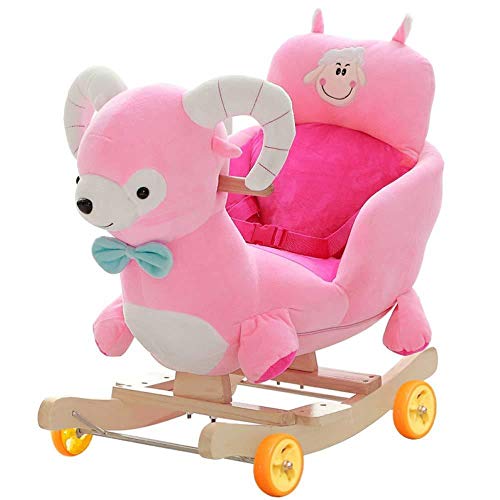 XMJ de niños del caballo de oscilación, Niños del caballo de oscilación de madera maciza eje de balancín de peluche de juguete Vespa Ruedas pequeños mecedora silla suave entrenamiento del equilibrio d