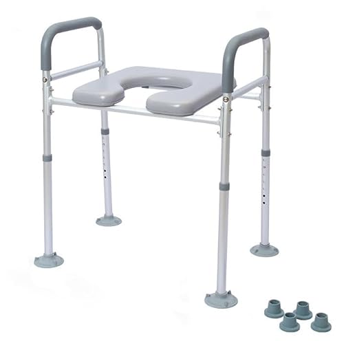 TINMAGI Rehausseur Toilette Adulte, Rehausseur WC Adulte Siège de Toilette Surélevé avec Hauteur Réglable, Chaise Percée pour Les Seniors Personnes Handicapées, Femmes Enceintes, Charge 150 kg