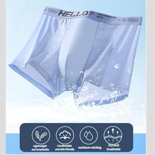 Hello Mesh Mens Underwear, 5 Packs Hello Underwear for Men Boxer Briefs Breathable Summer Ice Silk Men's Mesh Underwears4