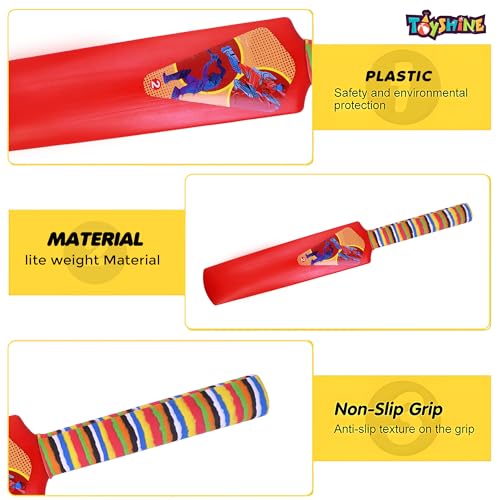 Image of Toyshine Bat and Ball Junior Cricket Combo Size 2 Indoor Outdoor Sports Game Toy for Kids 3 to 5 Years Physical Activity Kids Sports - Multicolor