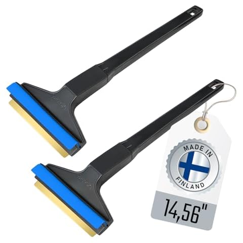 Ice Scraper Long Handle 2 Pack Car Ice Scraper Brass Blade 14,5 inch Ice Scraper for Car Snow Scraper Ice Scrapers for Car Windshield Original Murska Europe (2-Pack L&P A055 Black Blue) Cover