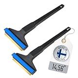 Ice Scraper Long Handle 2 Pack Car Ice Scraper Brass Blade 14,5 inch Ice Scraper for Car Snow Scraper Ice Scrapers for Car Windshield Original Murska Europe (2-Pack L&P A055 Black Blue)